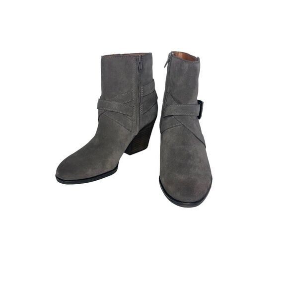 Zodiac Sammi Women's 8.5 M Gray Suede Leather Boot Bootie Western Buckle Accent - Picture 2 of 12